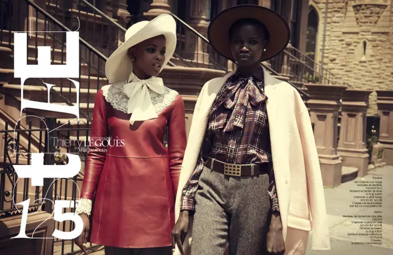 Nykhor & Flaviana Wear Retro Style in French Revue de Modes troch Thierry Le Goues