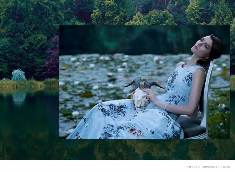 Zen Sevastyanova Dior Couture-n L'Officiel China-rako Michelle Du Xuan-en eskutik