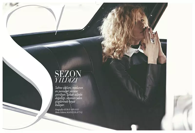 Michelle Buswell Berpose untuk Koray Birand di Pemotretan Sampul Harper's Bazaar Turki November 2012