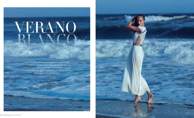 Anne Vyalitsyna modelira Chanel's Resort u potrazi za Harper's Bazaar Chile