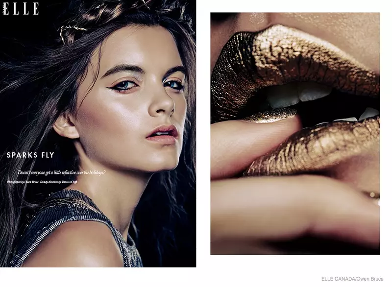 Emma & Ashley Model Glittery Holiday Makeup Looks in Elle Canada