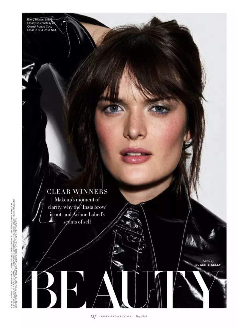 Sam Rollinson Models Chanel Makeup Looks for Harper's Bazaar Australia