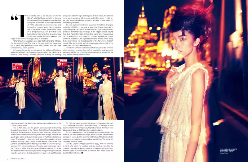 Fei Fei Sun, Chanel'de Harper's Bazaar Singapur için Haziran 2011