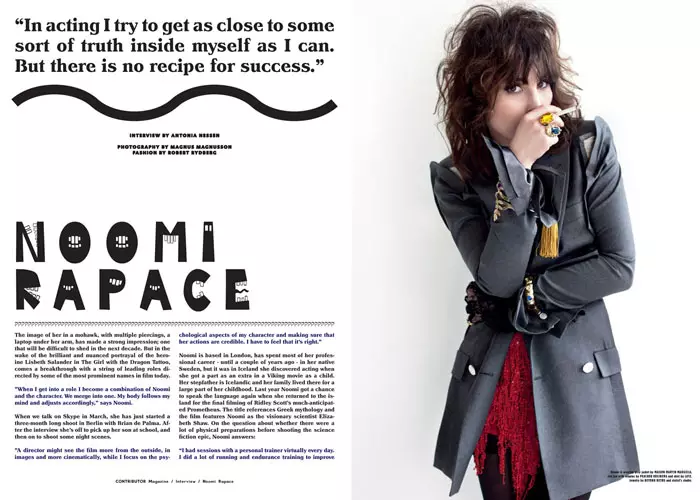 Noomi Rapace saunia e Magnus Magnusson mo le Contributor Magazine #5