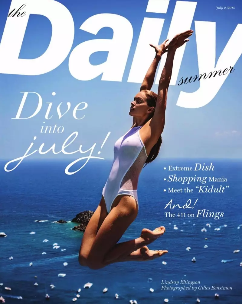 Lindsay Ellingson ชุดว่ายน้ำสีสันสดใสใน The Daily Summer