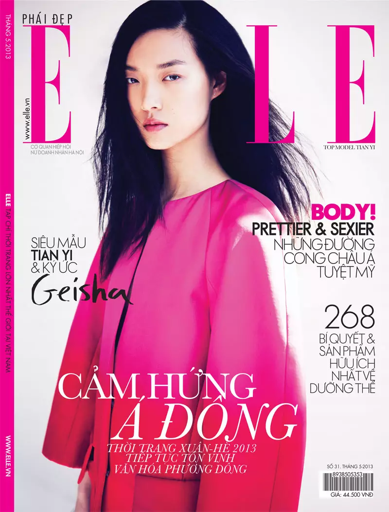 Tian Yi는 Elle Vietnam의 2013년 5월 표지 촬영을 위해 Geisha Glam입니다.