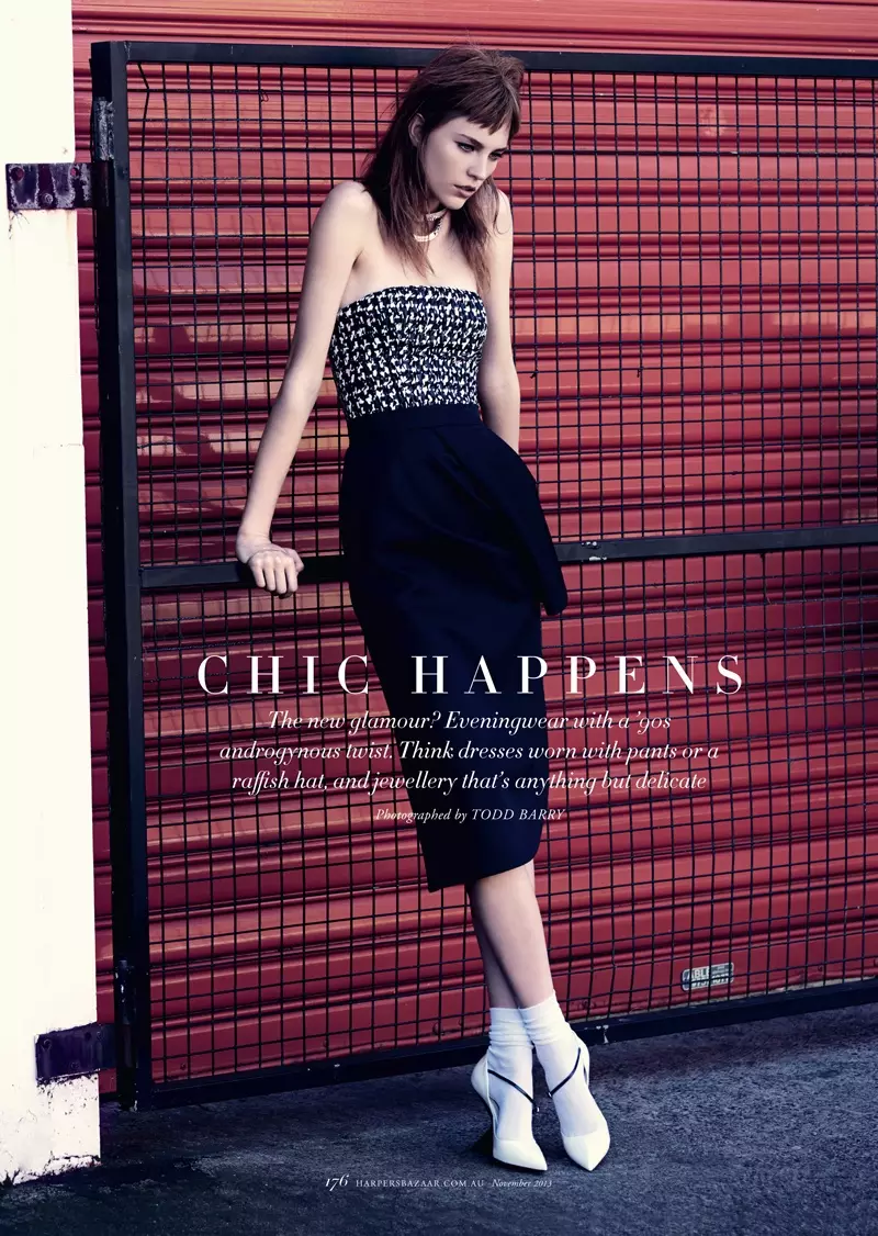 Nicole Pollard Models Chic Style for Harper's Bazaar Australia Risasi