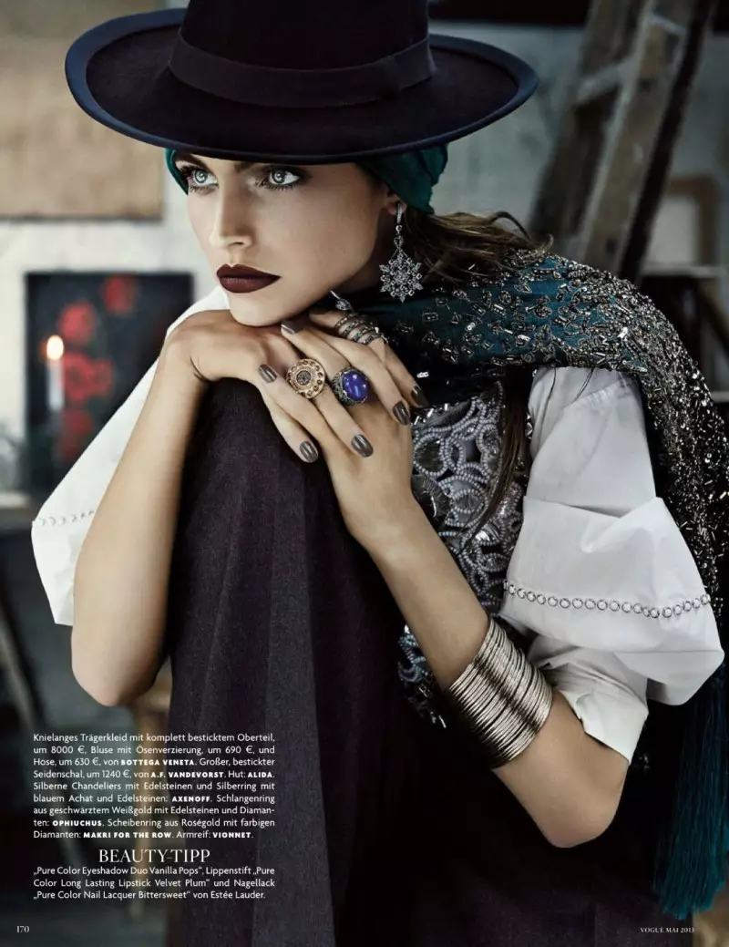 Karlina Caune Dons Folk Fashion for Vogue Germany May 2013 wolemba Giampaolo Sgura