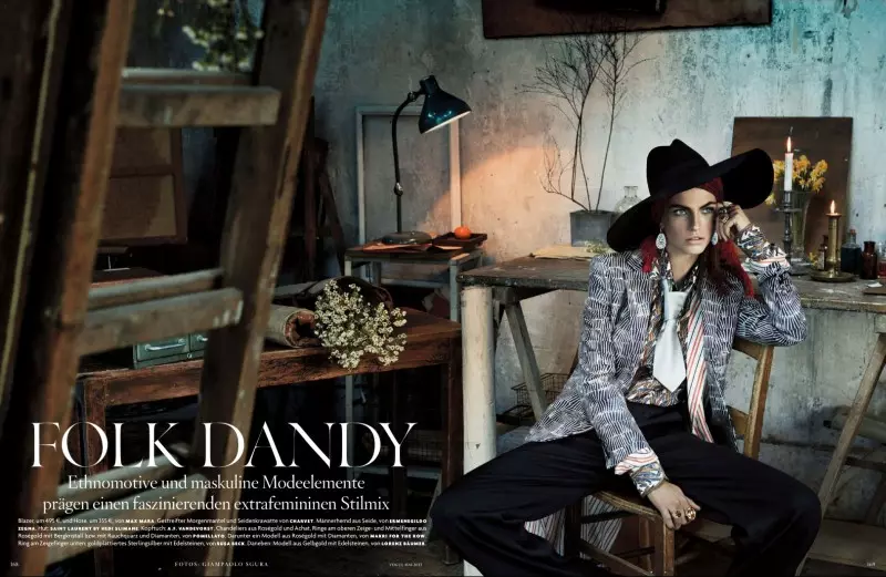 Karlina Caune Dons Folk Fashion para sa Vogue Germany Mayo 2013 ni Giampaolo Sgura