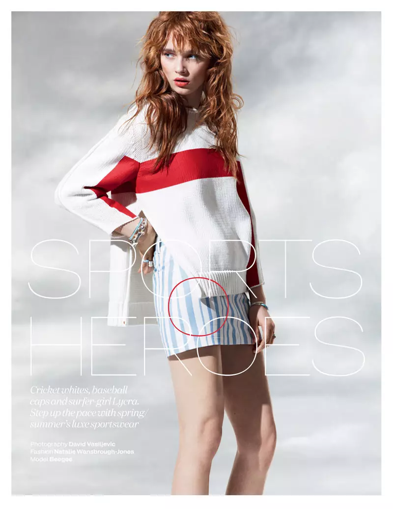 Beegee Margenyte Dons Sporty Style para sa Elle UK Marso 2013 ni David Vasiljevic