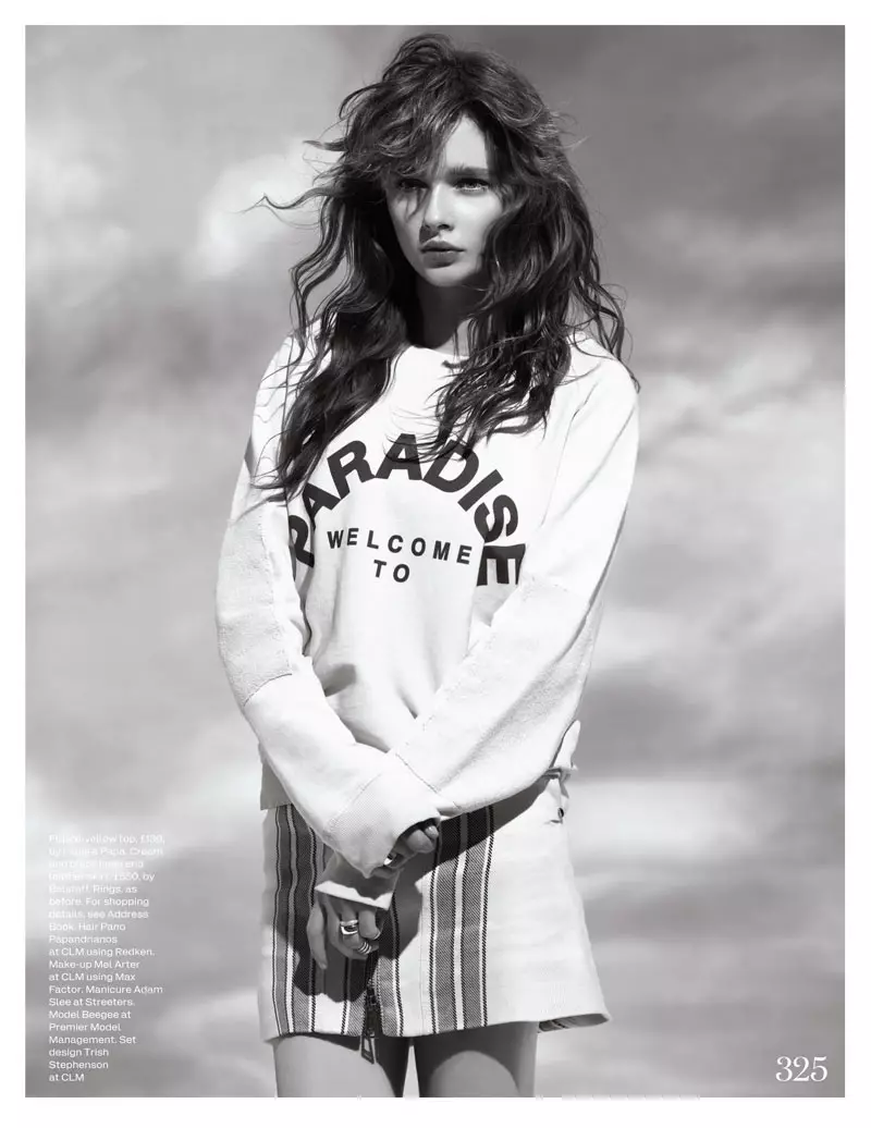 Beegee Margenyte Dons Sporty Style for Elle UK Maart 2013 deur David Vasiljevic