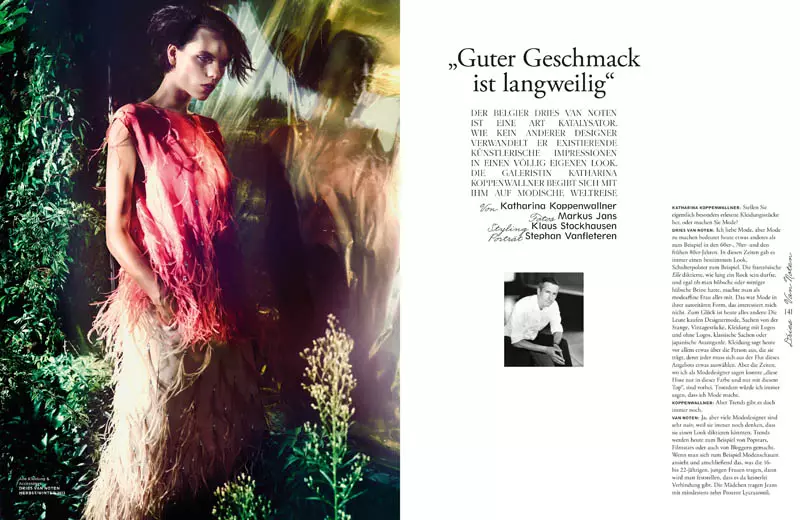 Corinna Ingenleuf Models Dries van Noten for Interview Germany by Markus Jans