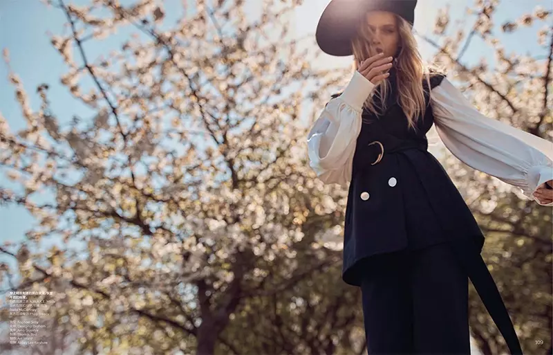 Abbey Lee Kershaw Models Romantic Looks for Vogue China