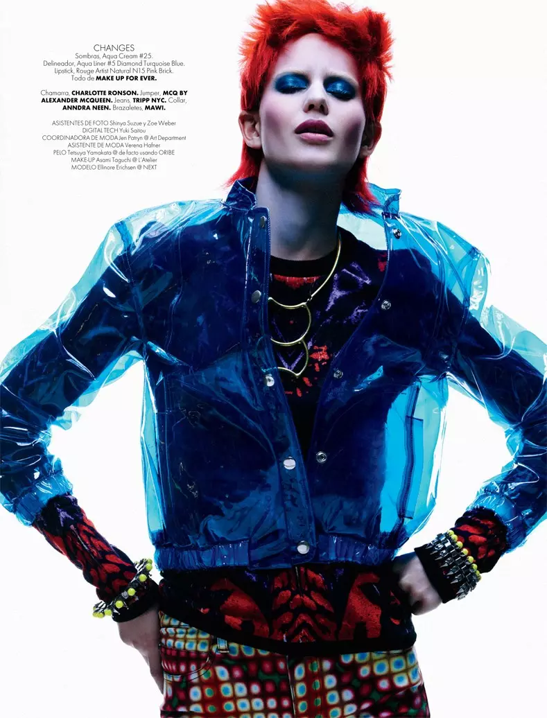 Ellinore Erichsen kanaliserer David Bowie for Takahiro Ogawa i Elle Mexico mai 2013