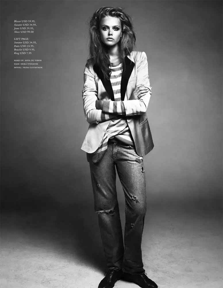 Andreas Sjodin 為 H&M 雜誌 2010 年冬季設計的 Frida Gustavsson