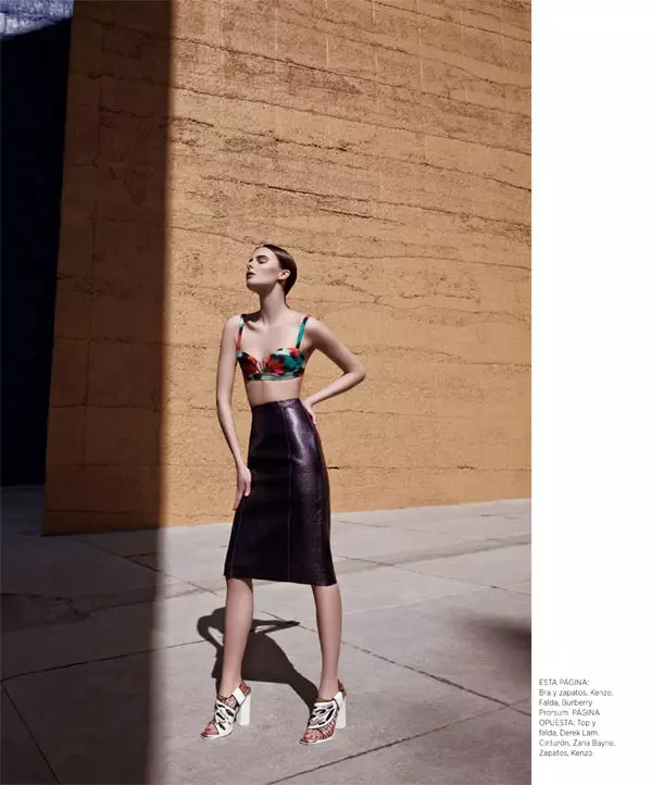 Vasilisa Pavlova Model Sleek Spring Style kanggo Harper's Bazaar Amerika Latin