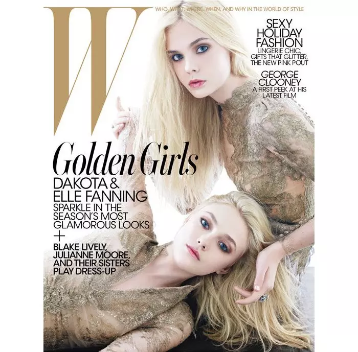 Dakota & Elle Fanning los ntawm Mario Sorrenti rau W Magazine Lub Kaum Ob Hlis 2011