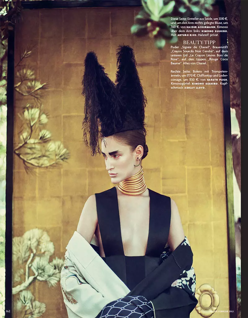 Франци Мюллер в образе гламурной гейши для Vogue Germany, февраль 2013, Себастьян Ким