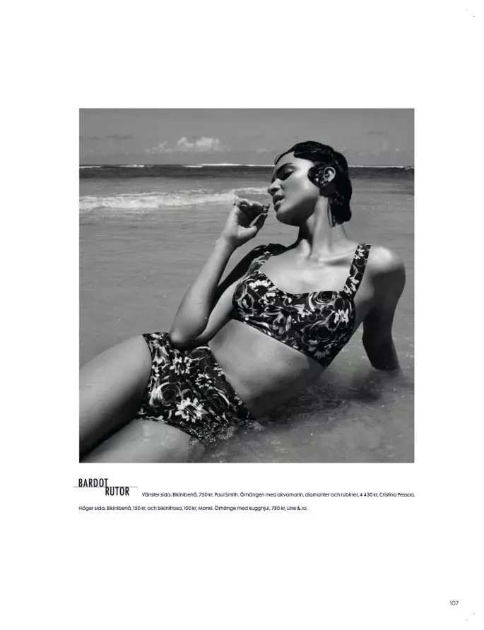 Celia Becker Models Retro Swim សម្រាប់ Elle Sweden's June 2013 Edition