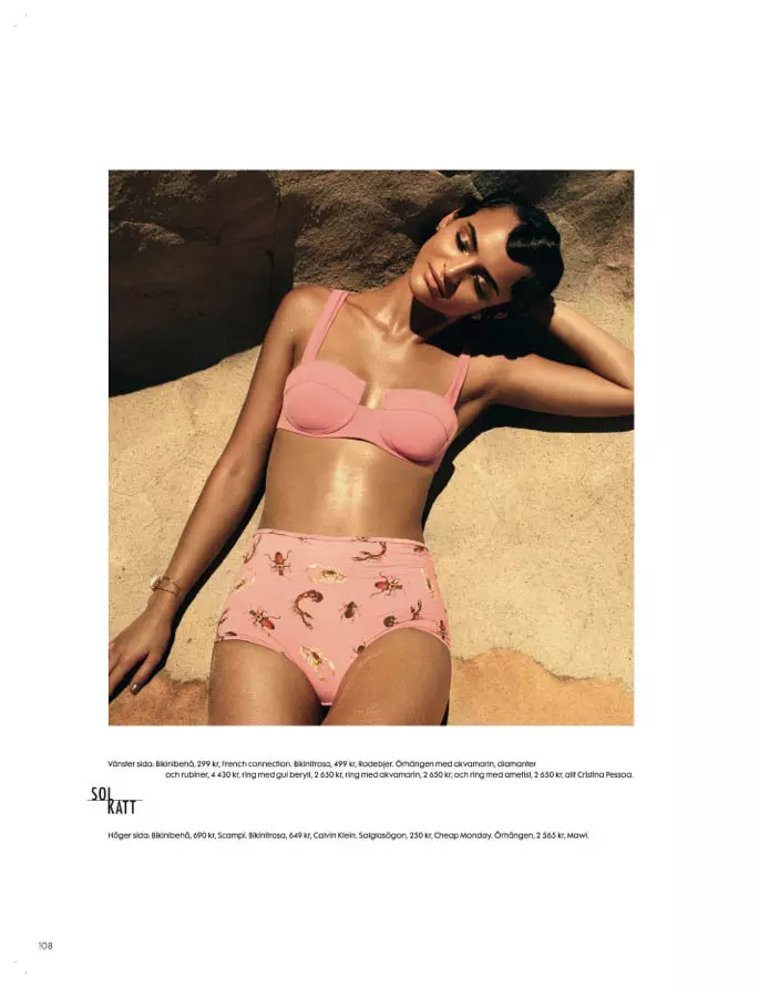 Celia Becker Models Retro Swim for Elle Sweden's Edition z júna 2013