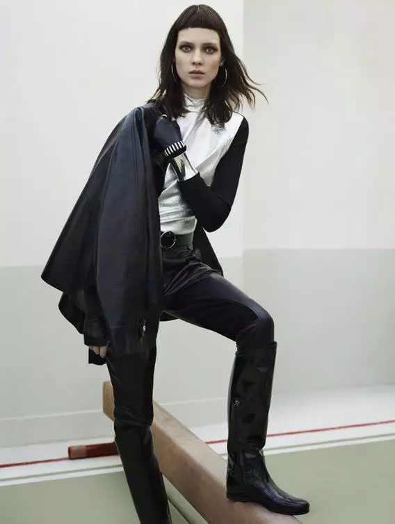 Kati Nescher Dons Leather-ը փնտրում է Vogue China-ի 2012 թվականի օգոստոսի շապիկը