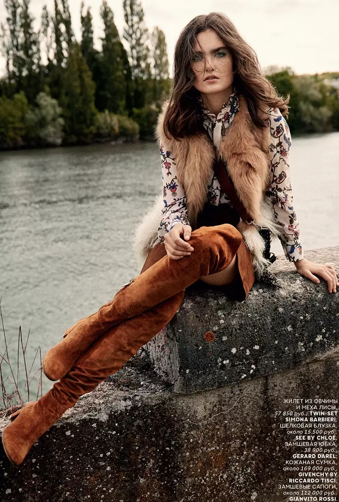 Mariia Kyianytsalla on 70-luvun tyyli Voguen Venäjän pääkirjoituksessa