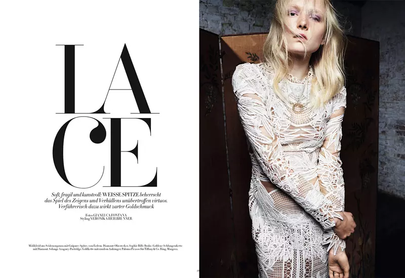 Maja Salamon Models Sexy Lace for Bazaar Germany by Gianluca Fontana