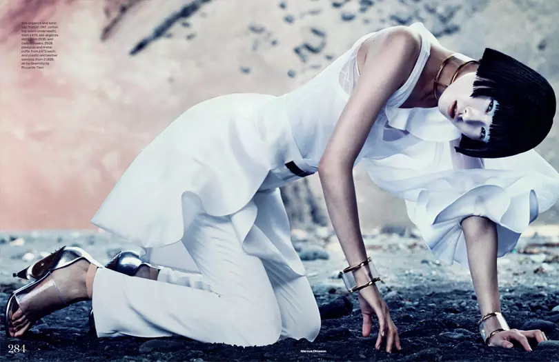 Wang Xiao Dons Futuristic Style for Elle UK March 2013 ka Marcus Ohlsson