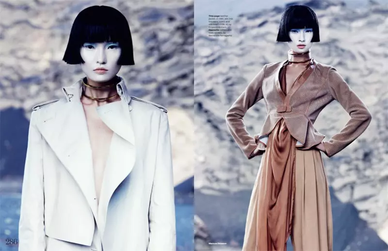 Wang Xiao Dons Futuristic Style for Elle UK March 2013 by Marcus Ohlsson