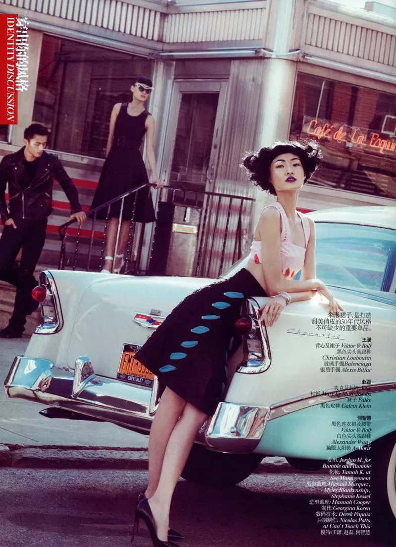 Wang Xiao, Lily Zhi ug Zhao Lei ni Lincoln Pilcher para sa Vogue China Marso 2012