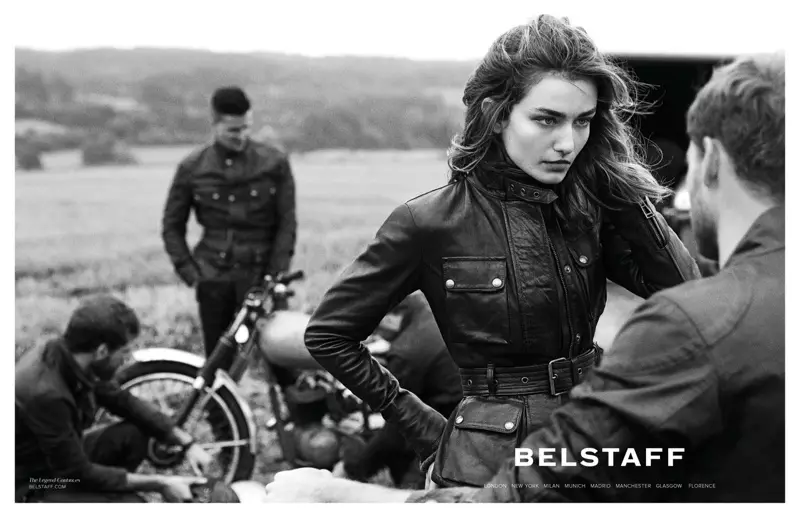 Андреа Диакону жана Дэвид Бекхэм 2014-жылдын жазында Belstaff кампаниясы, Питер Линдберг