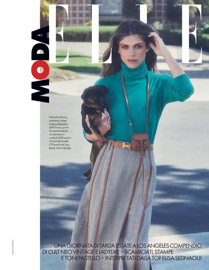 Elisa Sednaoui, ELLE Italy의 70년대 영감을 받은 룩으로 포즈