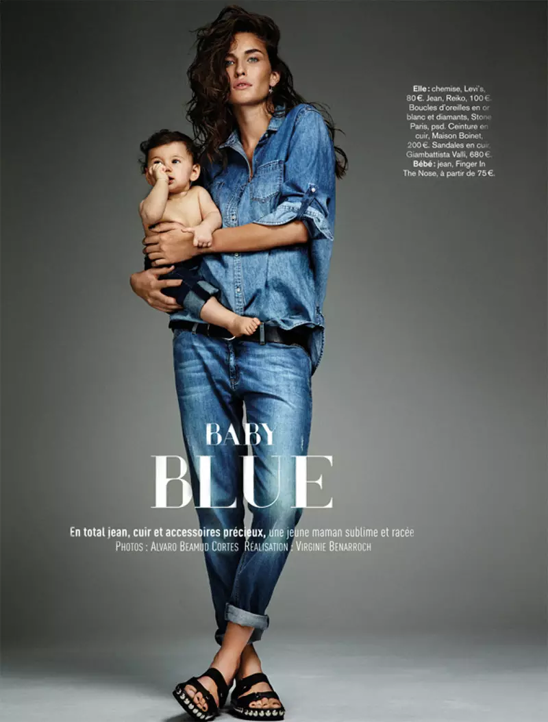 Marjolaine Rocher heeft babyblues voor Glamour France door Alvaro Beamud Cortes