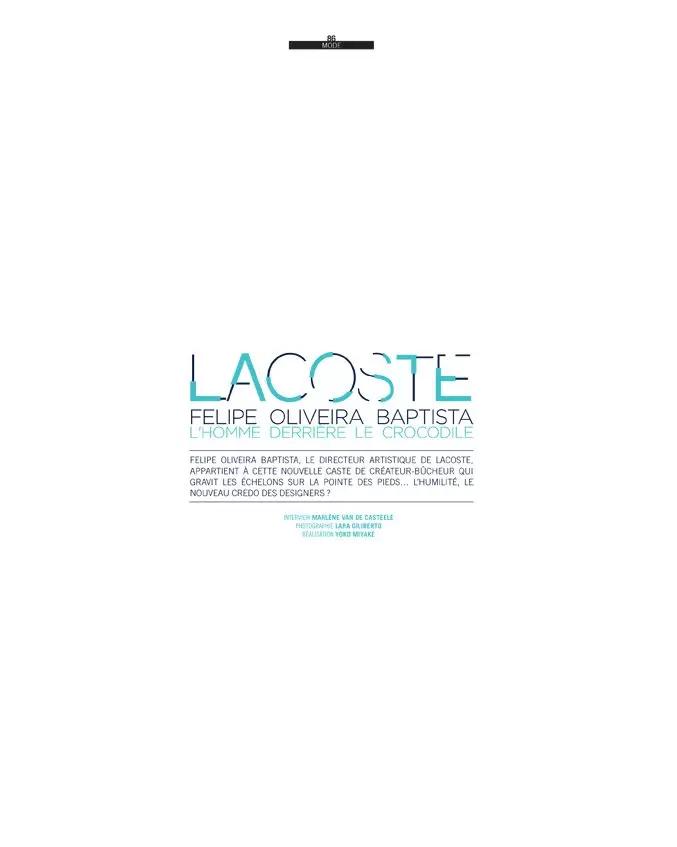 ডেডিকেট ম্যাগাজিন S/S 2012-এর জন্য Lacoste-এ লারা গিলিবার্তো দ্বারা Nadja Giramata