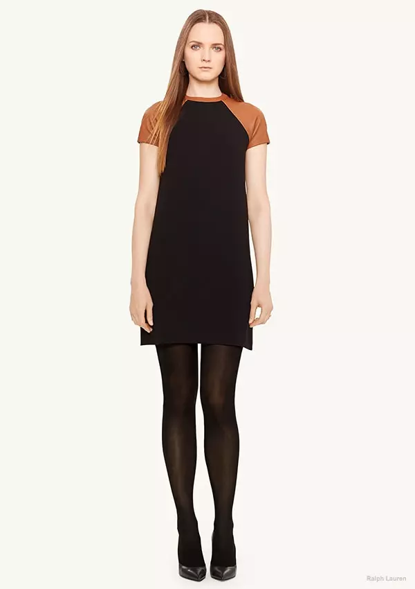 Vestido Ralph Lauren Black Label com acabamento em couro e mistura de lã disponível por US$ 428,35