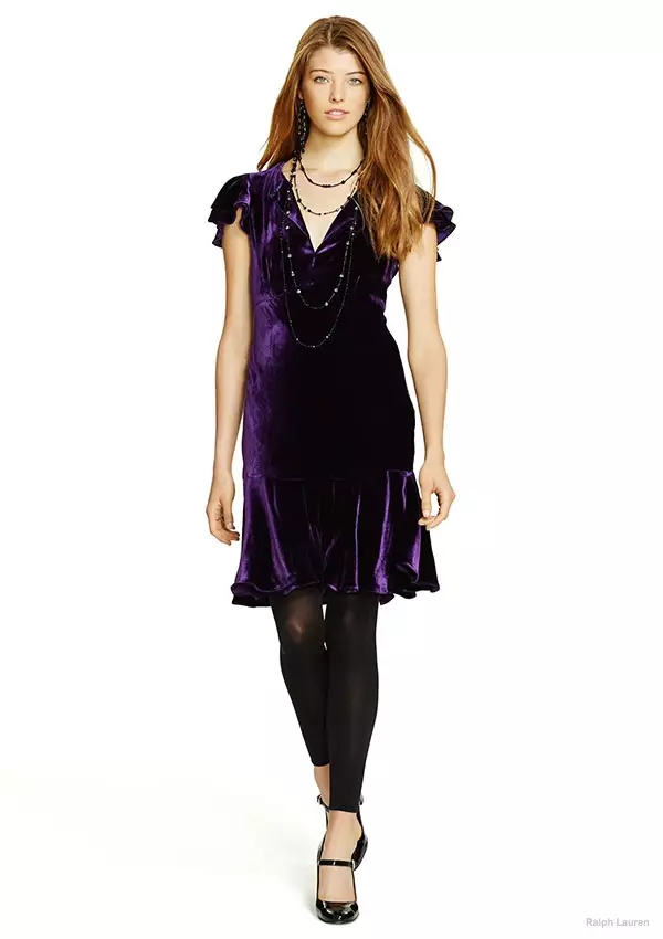 Polo Ralph Lauren Flutter-Sleeved Velvet Dress e maua mo le $209.25