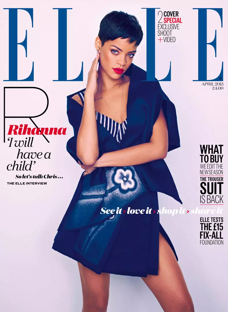 Риана участва в априлската корица на Elle UK от Мариано Виванко