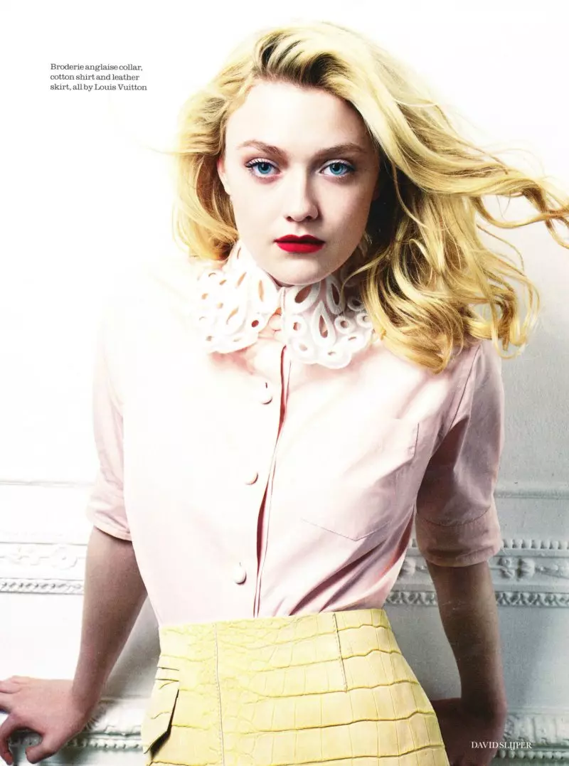 Deýwid Slijperiň “Elle UK” 2012-nji ýylyň fewral aýy üçin “Dakota Fanning”