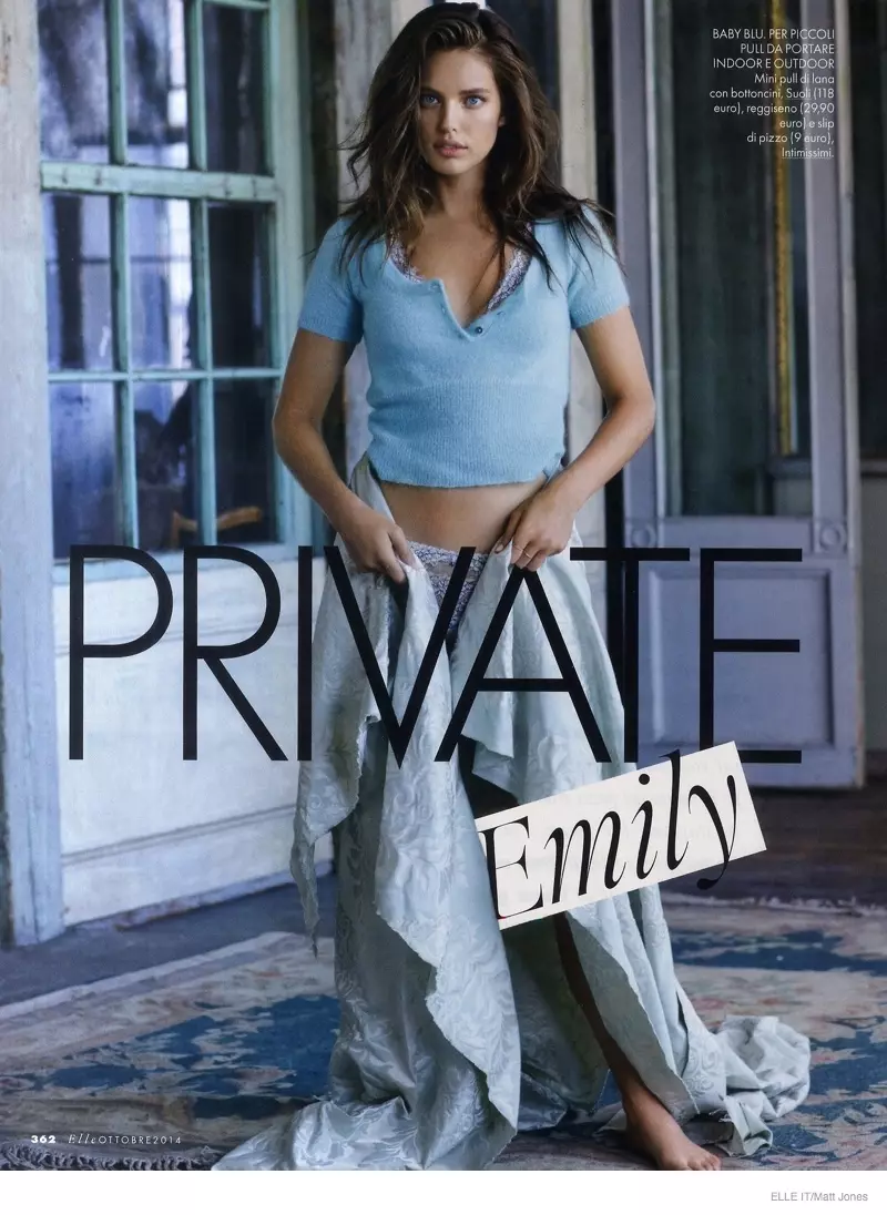 Emily DiDonato, Elle Italia의 커버 스토리에서 Luxe Loungewear 모델로 등장