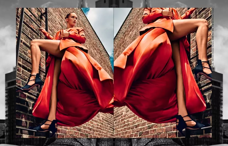 Bella Hadida pozē Sky High Fashions izrādei Harper's Bazaar China