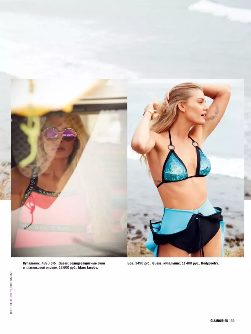 Tori Praver Models Chic Swimwear Styles rau Glamour Russia