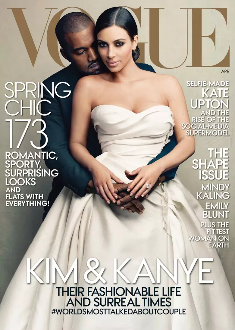 Kim Kardashian e Kanye west nel numero di aprile 2014 di Vogue / Per gentile concessione di Vogue, Annie Leibovitz