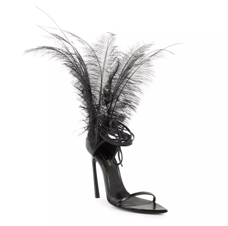 Saint Laurent Talitha Feather Knöchelband Sandalen $ 1.295