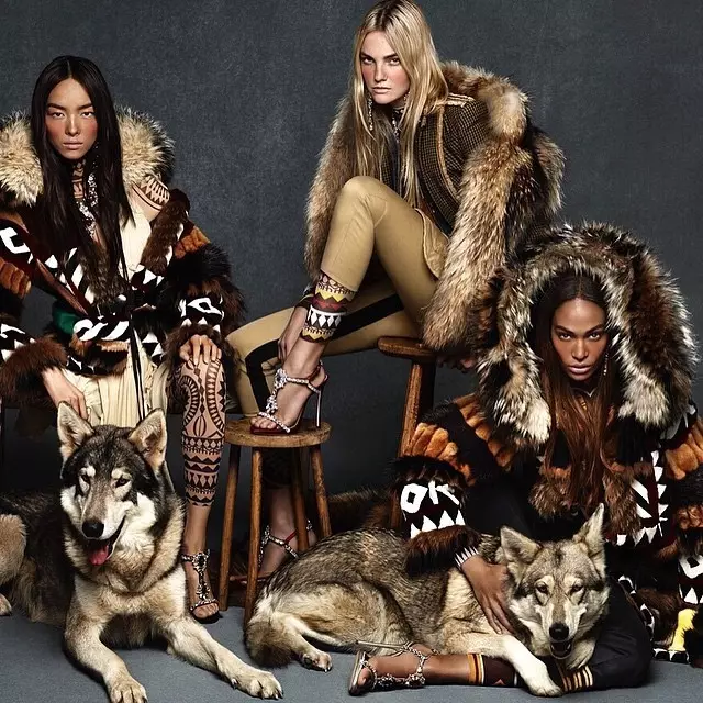 Fei Fei Sun, Caroline Trentini e Joan Smalls hanno creato il proprio branco di lupi per la pubblicità autunno-inverno 2015 di DSquared2.