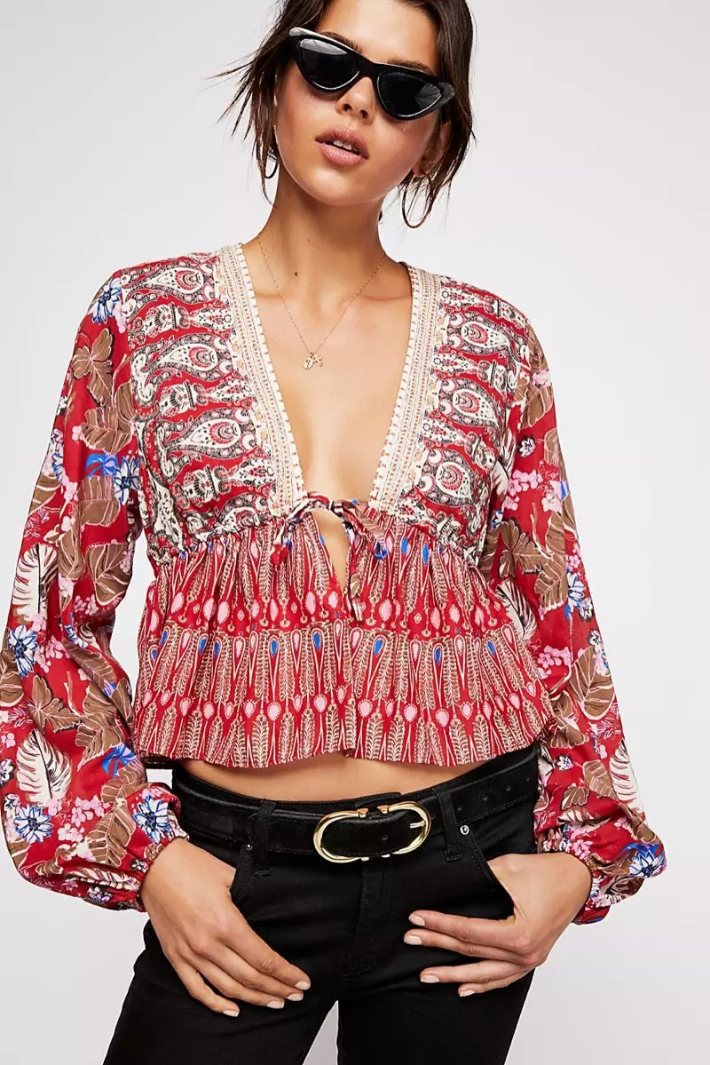 Free People Malibu Mama Printed Top, Long and Lean Jegging i Vienna Cat Eye Sunnies