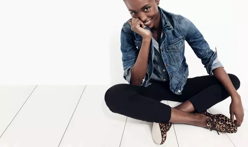 J. Crew Denim Jacket mu Newton Wash, Selvedge Chambray Shirt, Martie Slim Crop Pant Two-Way Stretch Cotton and Academy Loafers in Calf Hair