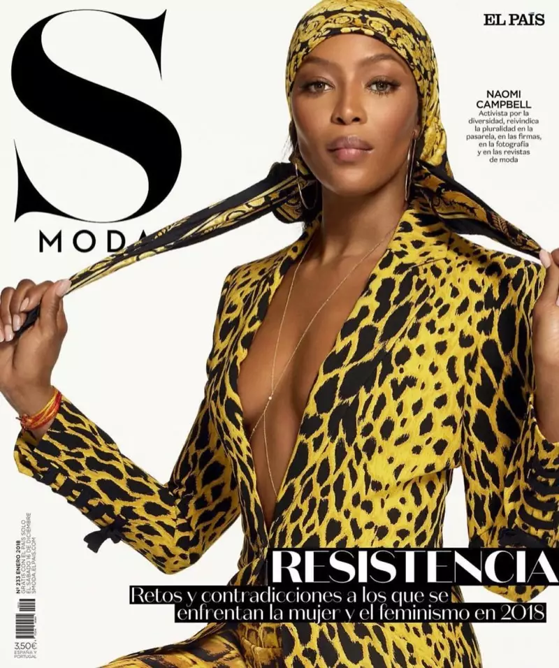 Awọn awoṣe Naomi Campbell Awọn atẹjade asọye Versace fun S Moda