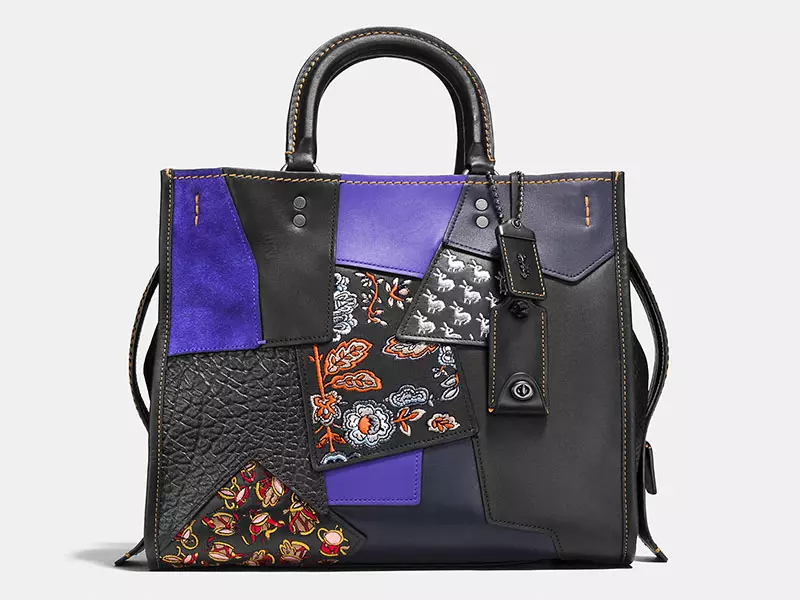 Coach Rogue Bag bi Çermê Patchworkê Ximilkirî