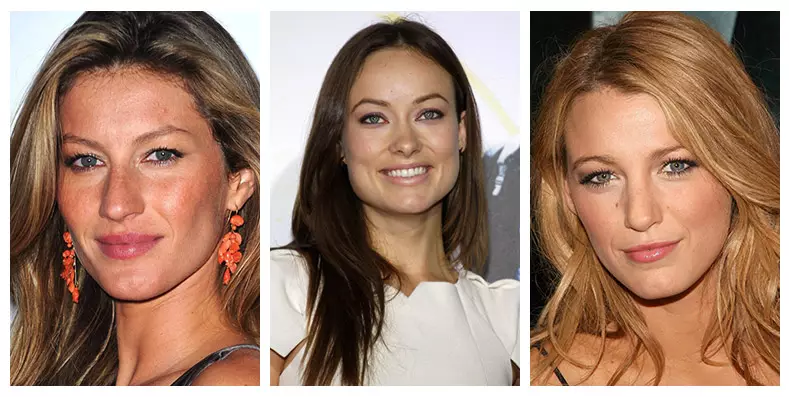 Gisele Bundchen, Olivia Wilde ary Blake Lively dia mampiseho ny fomba fanaovana endrika tsy misy makiazy ho an'ny vibe voajanahary. Sary: Shutterstock.com