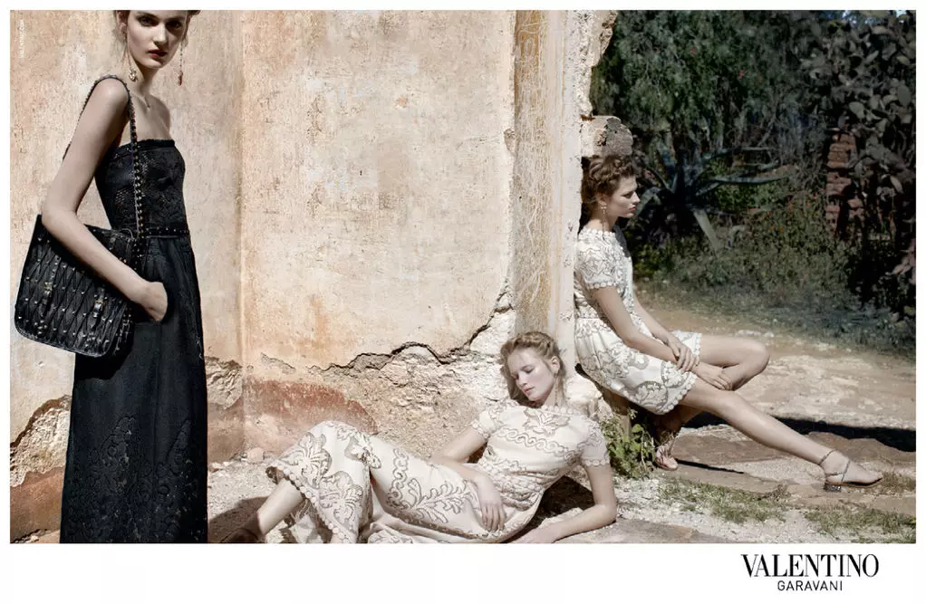 Bette Franke, Fei Fei Sun, Zuzanna Bijoch & Maud Welzen for Valentino Spring 2012 Campaign by Deborah Turbeville